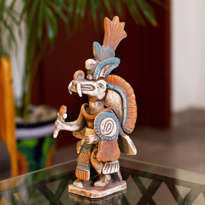 Escultura de cerámica - Escultura de Cerámica Firmada del Dios Dual Ehecatl-Quetzalcóatl