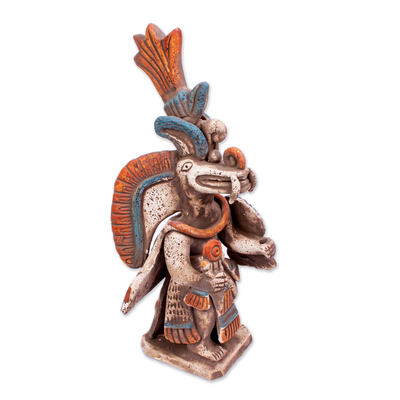 Ceramic sculpture, 'Aztec Dual God' - Signed Ceramic Sculpture of  Dual God Ehecatl-Quetzalcoatl