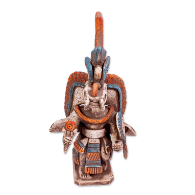 Keramikskulptur - Signierte Keramikskulptur des Doppelgottes Ehecatl-Quetzalcoatl