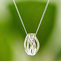 Sterling silver pendant necklace, 'Poetry in Motion' - Contemporary Sterling Pendant Necklace