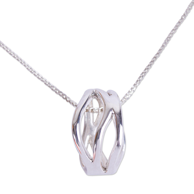 Sterling silver pendant necklace, 'Poetry in Motion' - Contemporary Sterling Pendant Necklace