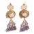 Gold plated cultured pearl chandelier earrings, 'Forest Pyramid' - Tasseled 14k Gold Plated Earrings (image 2a) thumbail
