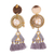Gold plated cultured pearl chandelier earrings, 'Forest Pyramid' - Tasseled 14k Gold Plated Earrings (image 2b) thumbail