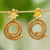 Gold-accented pine needle dangle earrings, 'Forest Flower Spiral' - Floral Earrings in 14k Gold Plate thumbail
