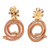 Gold-accented pine needle dangle earrings, 'Forest Flower Spiral' - Floral Earrings in 14k Gold Plate (image 2a) thumbail