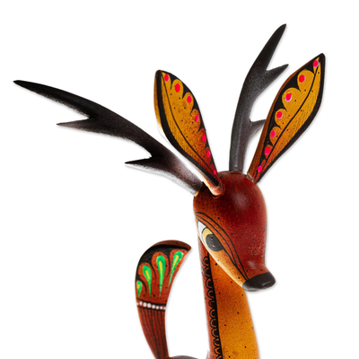 Wood alebrije sculpture, 'Running Grace' - Wood Deer Alebrije From San Martin Tilcajete Oaxaca