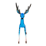 Wood alebrije sculpture, 'Little Blue Deer' - Blue Copal Wood Deer Alebrije From San Martin Tilcajete