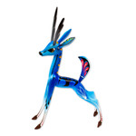 Wood alebrije sculpture, 'Little Blue Deer' - Blue Copal Wood Deer Alebrije From San Martin Tilcajete