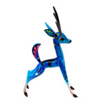 Wood alebrije sculpture, 'Little Blue Deer' - Blue Copal Wood Deer Alebrije From San Martin Tilcajete