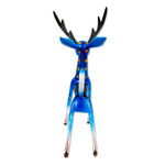 Wood alebrije sculpture, 'Little Blue Deer' - Blue Copal Wood Deer Alebrije From San Martin Tilcajete