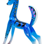 Wood alebrije sculpture, 'Little Blue Deer' - Blue Copal Wood Deer Alebrije From San Martin Tilcajete