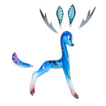 Wood alebrije sculpture, 'Little Blue Deer' - Blue Copal Wood Deer Alebrije From San Martin Tilcajete