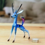 Wood alebrije sculpture, 'Little Blue Deer' - Blue Copal Wood Deer Alebrije From San Martin Tilcajete