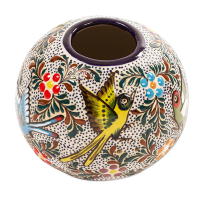 Ceramic Birdhouse With Talavera Design From Mexico