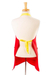Cotton apron, 'Crowing Rooster' - Red Rooster Appliqué Cotton Apron With Front Pockets (image 2b) thumbail