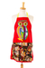 Cotton apron, 'The Wise Cook' - Cotton Apron With Front Pockets and Appliqué Owl Mexico