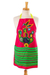 Cotton apron, 'Fuchsia Hummingbird' - Fuchsia Cotton Apron with Appliqué Hummingbird and Pockets thumbail