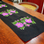 Cotton table runner, 'Purple Chiapas Flowers' - 100% Cotton Black Embroidered Table Runner Chiapas Mexico thumbail