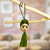 Wool and cotton ornament, 'Frida in Green' - Frida-Themed Holiday Ornament (Pair) thumbail