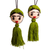 Wool and cotton ornament, 'Frida in Green' - Frida-Themed Holiday Ornament (Pair) (image 2a) thumbail