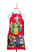 Cotton apron, 'Worldly Hummingbird' - Multicolored Cotton Apron with Hummingbird Motif thumbail