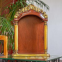 Wood niche, 'Baroque Beauty' - Handcrafted Wood Display Niche