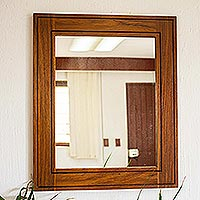 Wood wall mirror, 'San Sebastian' - Rectangular Wood Wall Mirror