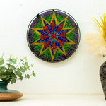 Glass mosaic wall art, 'Star of Hope' - Multicolored Glass Star Mosaic