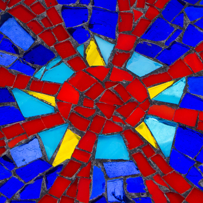 Glasmosaik-Wandkunst - Mehrfarbiges Sternmosaik aus Glas