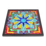Glass mosaic wall decor, 'Mexican Mandala' - Colored Glass Mosaic Wall Hanging in Floral Design Mexico