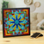 Glass mosaic wall decor, 'Mexican Mandala' - coloured Glass Mosaic Wall Hanging in Floral Design Mexico