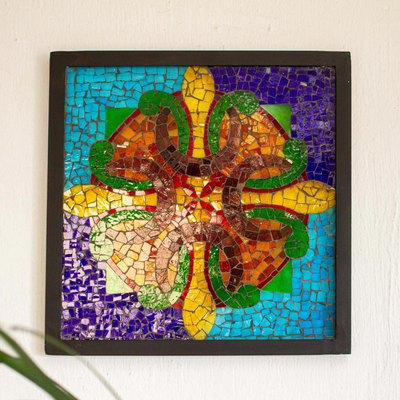 Glass mosaic wall art, Square Mandala