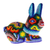 Huichol beaded papier mache sculpture, 'Blue Bunny' - Hand Beaded Huichol Rabbit Sculpture