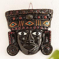 Ceramic mask, 'Ancient Teotihuacan' - Gem-Encrusted Ceramic Mask