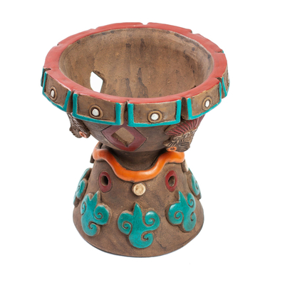 Vasija de cerámica decorativa - Cuenco con base de cerámica decorativa artesanal.
