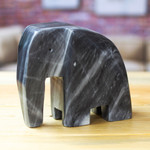 Marble elephant sculpture, 'Tapatio Elephant' - Gray Marble Abstract Elephant Sculpture Jalisco Mexico