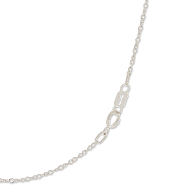 Sterling silver pendant necklace, 'Guadalajara Lotus' - Cubic Zirconia and Sterling Silver Lotus Pendant Necklace