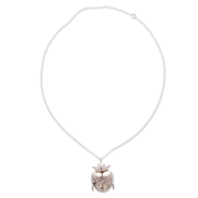 Halskette mit Medaillonanhänger aus Sterlingsilber - Sterling-Halskette mit Käfer-Motiv