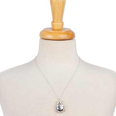 Collar colgante de medallón de plata esterlina - Collar con temática de insecto de ley