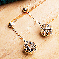 Sterling silver dangle earrings, 'Overwhelming Beauty' - Modern Taxco Silver Dangle Earrings