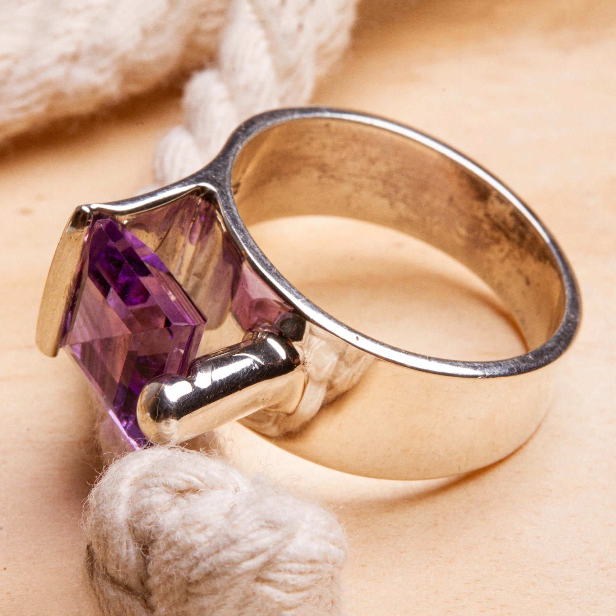 Amethyst and Sterling Silver Cocktail Ring From Taxco Mexico - Amethyst  Lock | NOVICA