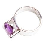 Amethyst cocktail ring, 'Amethyst Lock' - Amethyst and Sterling Silver Cocktail Ring From Taxco Mexico