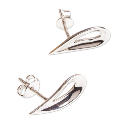 Sterling silver drop earrings, 'Taxco Tears' - Handcrafted Sterling Silver Earrings from Mexico