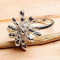 Sterling silver cocktail ring, 'Cool Coral' - Marine-Inspired Taxco Silver Ring