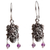 Amethyst dangle earrings, 'Catrina with Earrings' - 925 Sterling Silver Catrina Earrings From Taxco Mexico (image 2a) thumbail