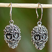 Sterling silver dangle earrings, 'Deadly Love'