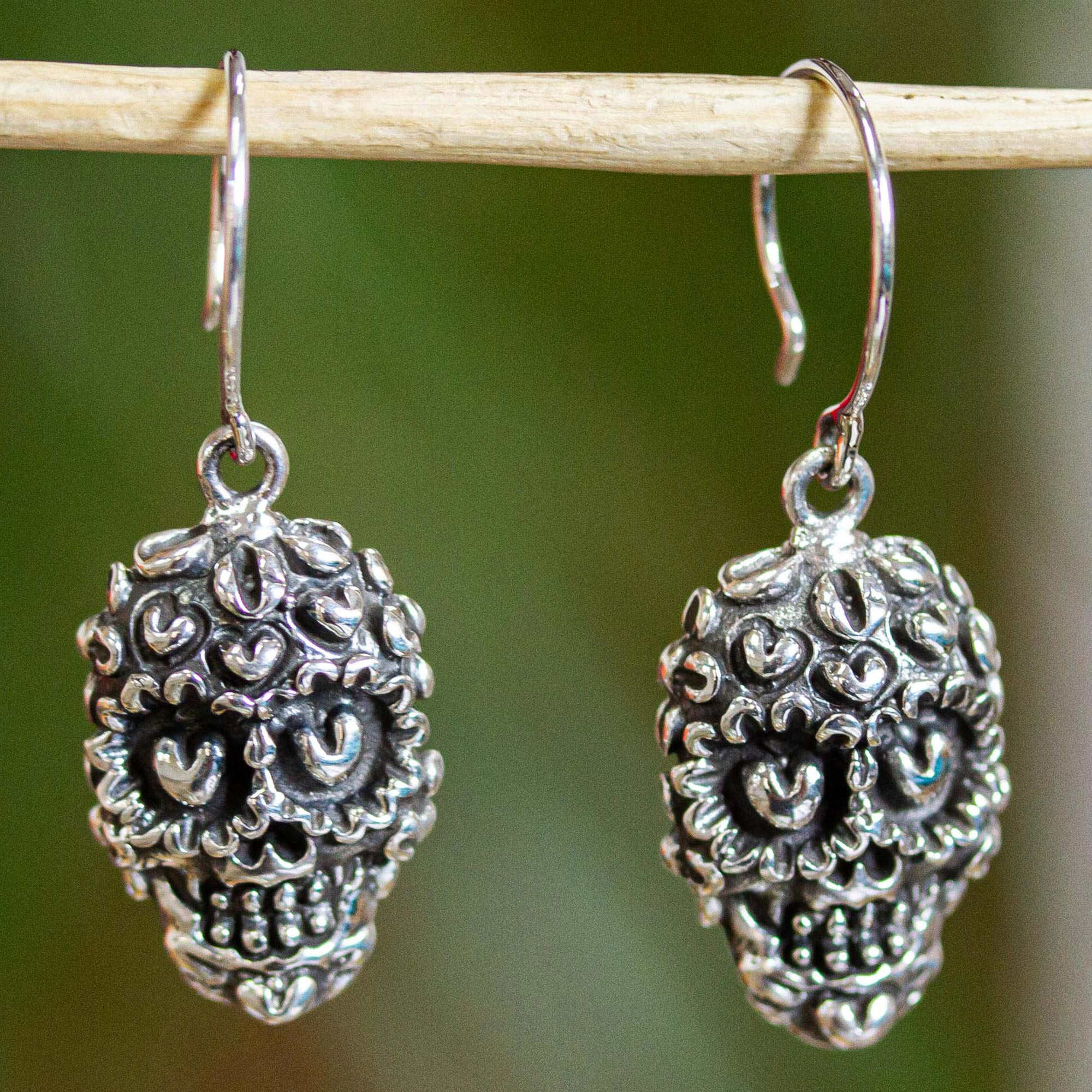 INOX Jewelry Stainless Steel Hoop with Skull Dangle Earrings SSEH113 -  Paramount Jewelers