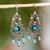 Turquoise chandelier earrings, 'Taxco Colonial' - Filigree Chandelier Earrings with Turquoise thumbail
