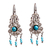Turquoise chandelier earrings, 'Taxco Colonial' - Filigree Chandelier Earrings with Turquoise