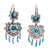 Turquoise chandelier earrings, 'Colonial Style' - Taxco Chandelier Earrings with Turquoise (image 2a) thumbail